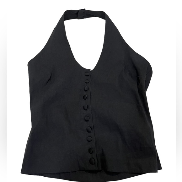 Zara Tops Nwt Zara Linen Womens Black Halter Vest Size Medium
